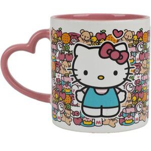 Hello Kitty Mug Pink Heart Handle 16oz Ceramic Cup Cute Gift Collectible